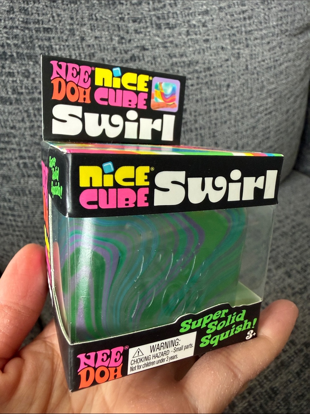 BNIB NeeDoh Nice Cube Swirl, Green/Blue/Purple